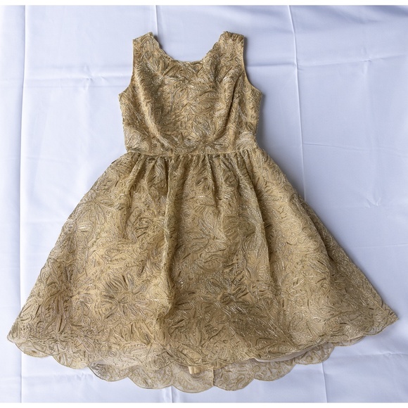 Champagne embellished Oscar de la Renta dress - Picture 2 of 10